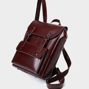 Echtleder Schultertasche für Damen, strapazierfähiges Rindsleder, Laptop-Rucksack im College-Stil, 14 Zoll, große Kapazität, englisch-rückhaltig, retro, neutral, vollständig aus Leder. 