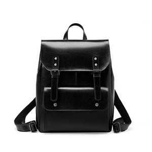 Echtleder Schultertasche für Damen, strapazierfähiges Rindsleder, Laptop-Rucksack im College-Stil, 14 Zoll, große Kapazität, englisch-rückhaltig, retro, neutral, vollständig aus Leder. 