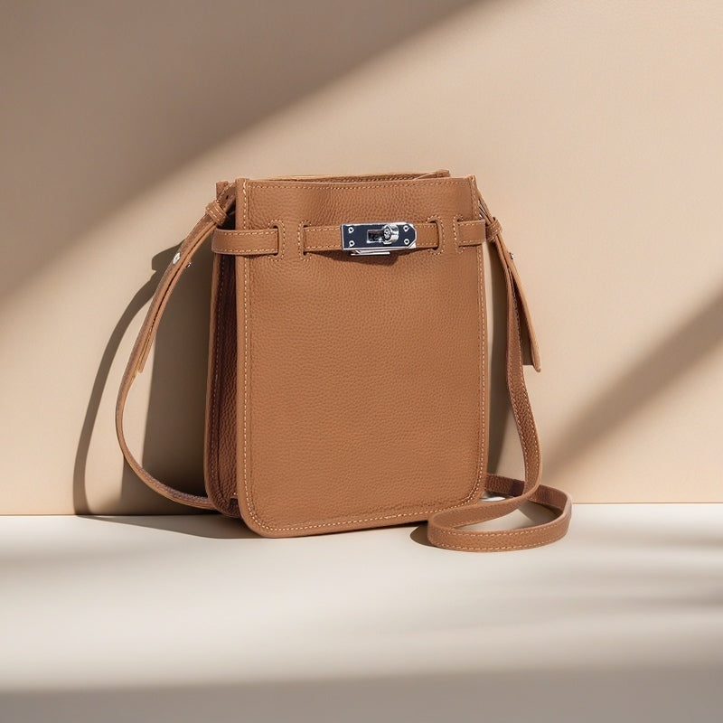 Bag for Mobile Phone-Leather-Spacious-Black/Brown-Ladies Gift