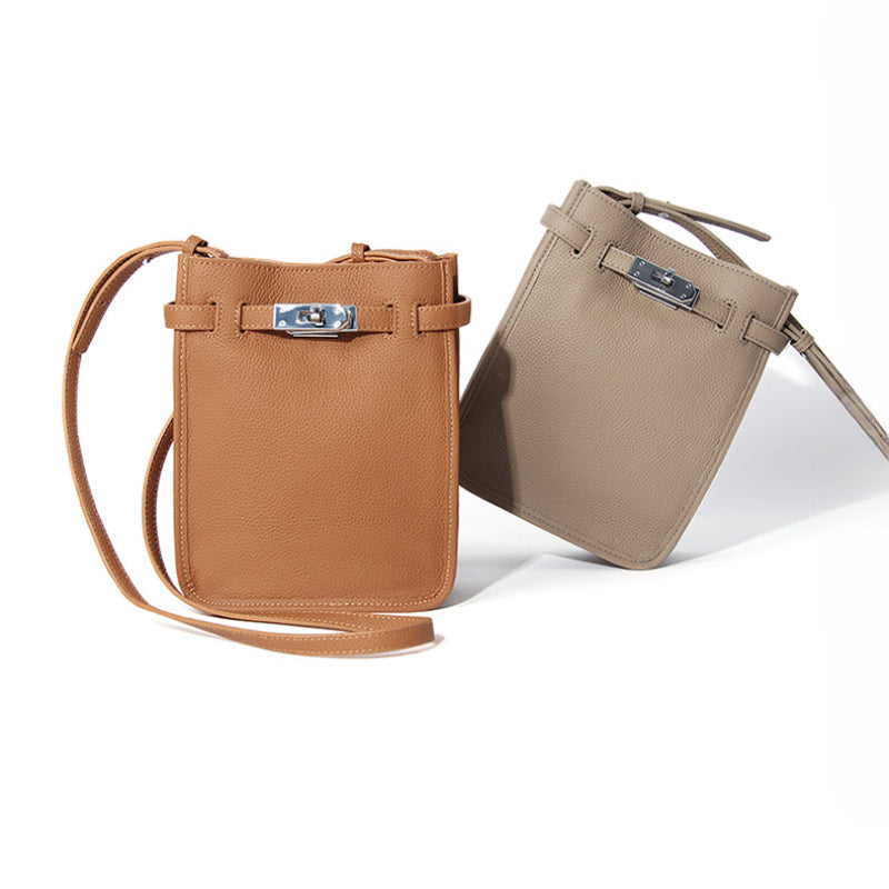 Bag for Mobile Phone-Leather-Spacious-Black/Brown-Ladies Gift