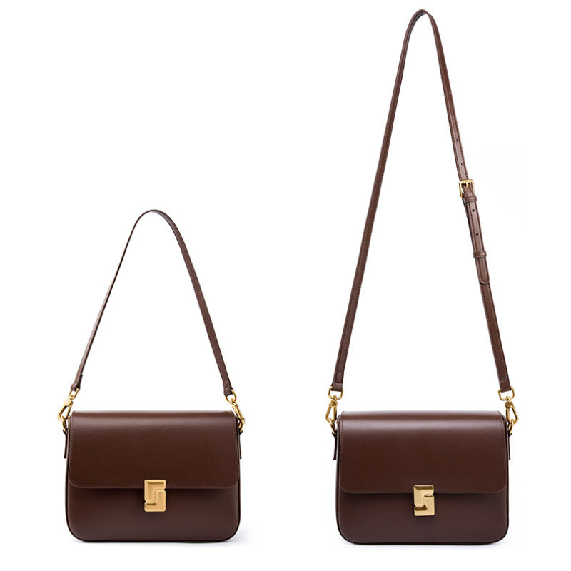 Brown Leather Shoulder Bag for Women–Minimalist Elegant & Practical