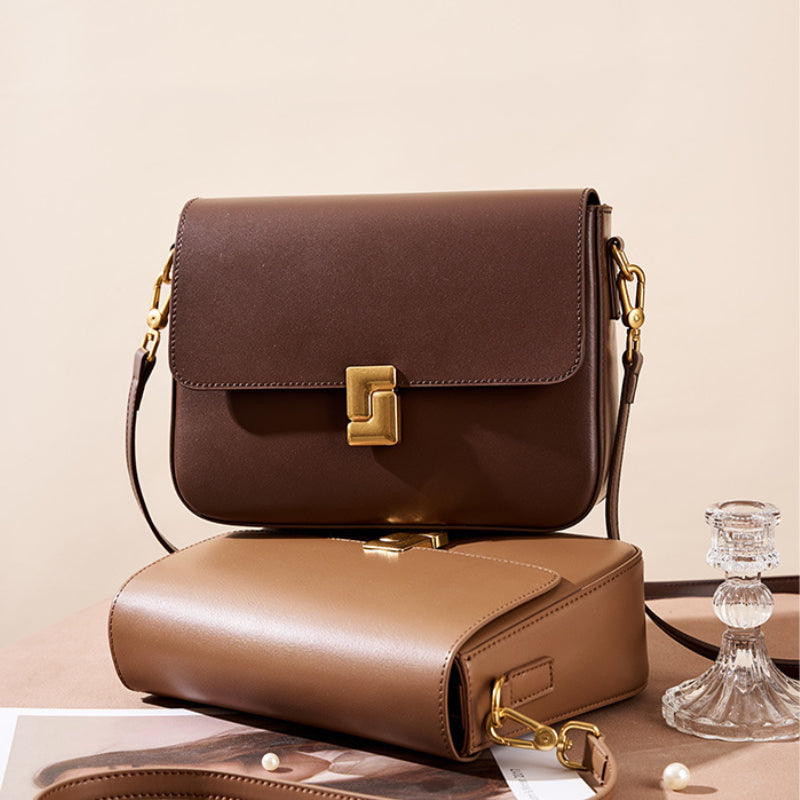 Brown Leather Shoulder Bag for Women–Minimalist Elegant & Practical
