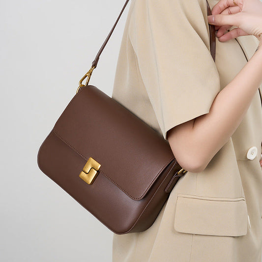 Brown Leather Shoulder Bag for Women–Minimalist Elegant & Practical