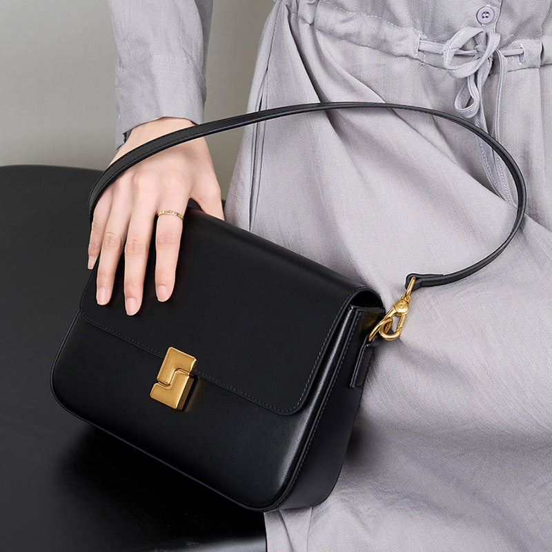 Brown Leather Shoulder Bag for Women–Minimalist Elegant & Practical