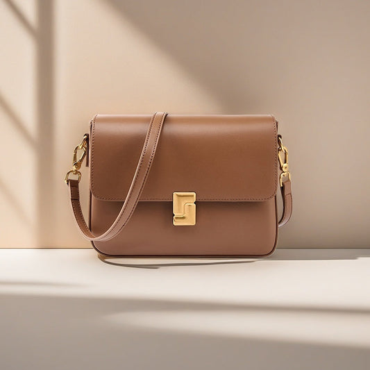 Brown Leather Shoulder Bag for Women–Minimalist Elegant & Practical