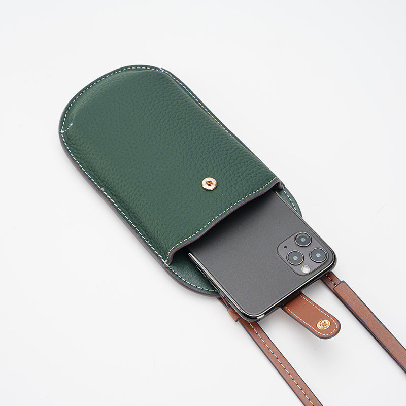 Leather Crossbody Phone Bag-Compact Full Grain Leather Phone Pouch