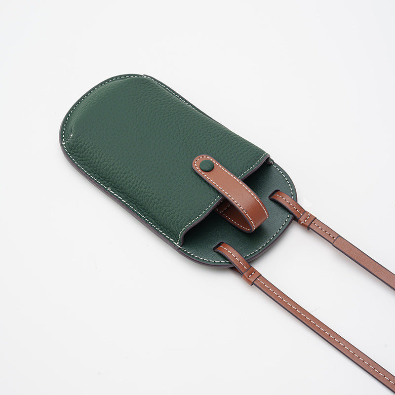 Leather Crossbody Phone Bag-Compact Full Grain Leather Phone Pouch