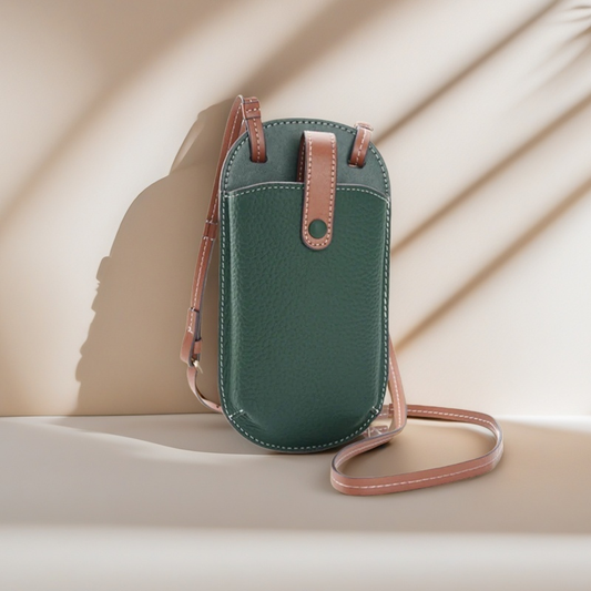 Leather Crossbody Phone Bag-Compact Full Grain Leather Phone Pouch