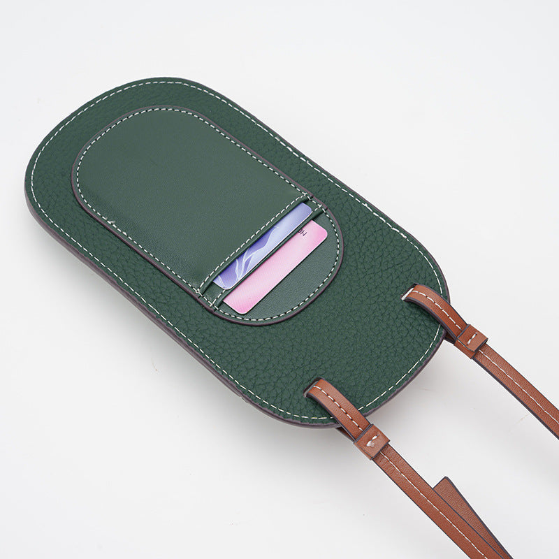 Leather Crossbody Phone Bag-Compact Full Grain Leather Phone Pouch