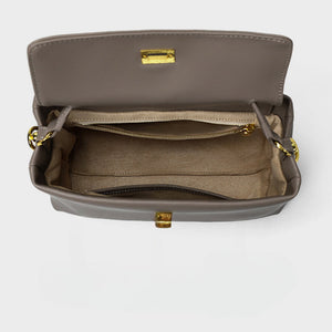 Medium Leather Shoulder Bag for Women – Elegant Gray & Minimalist