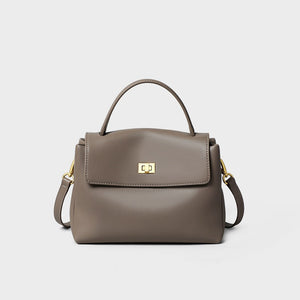 Medium Leather Shoulder Bag for Women – Elegant Gray & Minimalist
