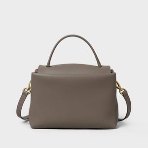Medium Leather Shoulder Bag for Women – Elegant Gray & Minimalist