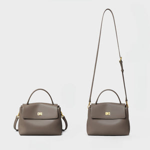 Medium Leather Shoulder Bag for Women – Elegant Gray & Minimalist