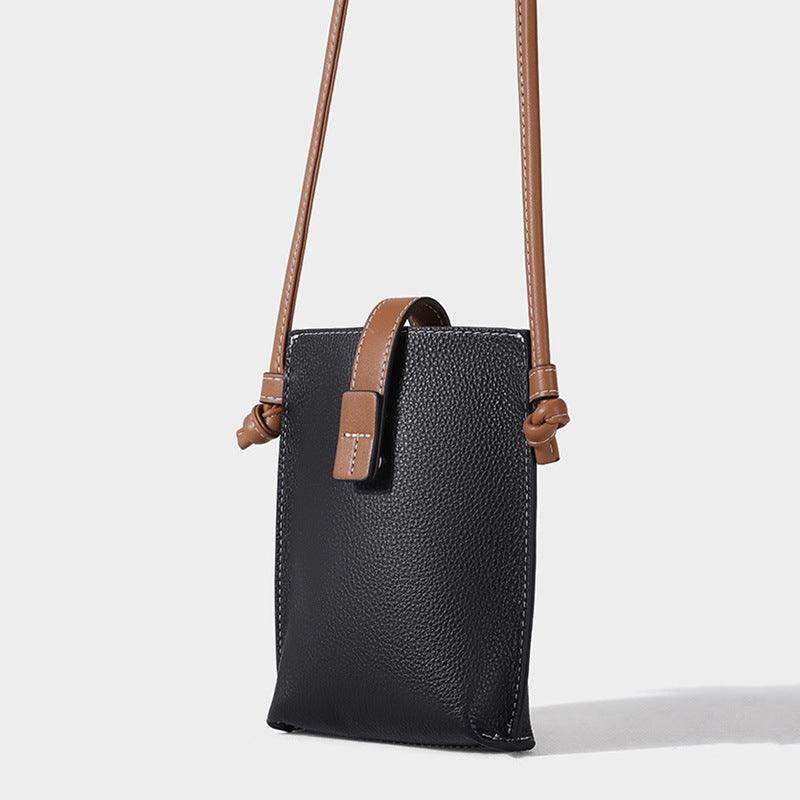 Mobile Phone Bag Crossbody-Leather-Black/Beige/Camel/Green-for Ladies
