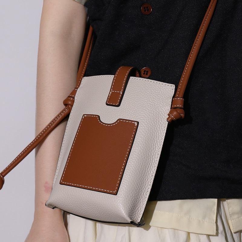 Mobile Phone Bag Crossbody-Leather-Black/Beige/Camel/Green-for Ladies