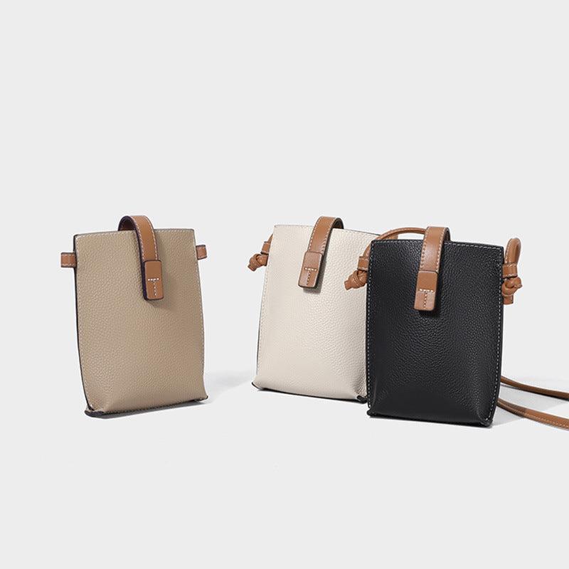 Mobile Phone Bag Crossbody-Leather-Black/Beige/Camel/Green-for Ladies