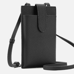 Phone Wallet Crossbody-Compact Leather Design-Black/Brown