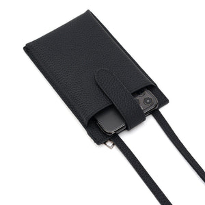 Phone Wallet Crossbody-Compact Leather Design-Black/Brown