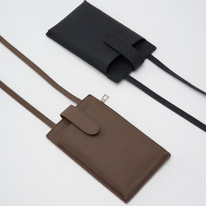 Phone Wallet Crossbody-Compact Leather Design-Black/Brown